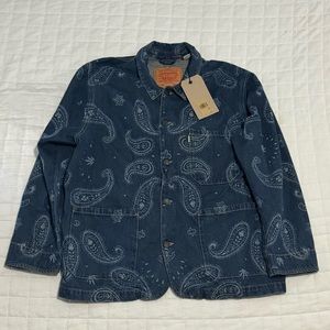 Levis x Snoop Dogg Men Jacket Paisley Bandana Denim Blue Size Medium Cotton Hemp